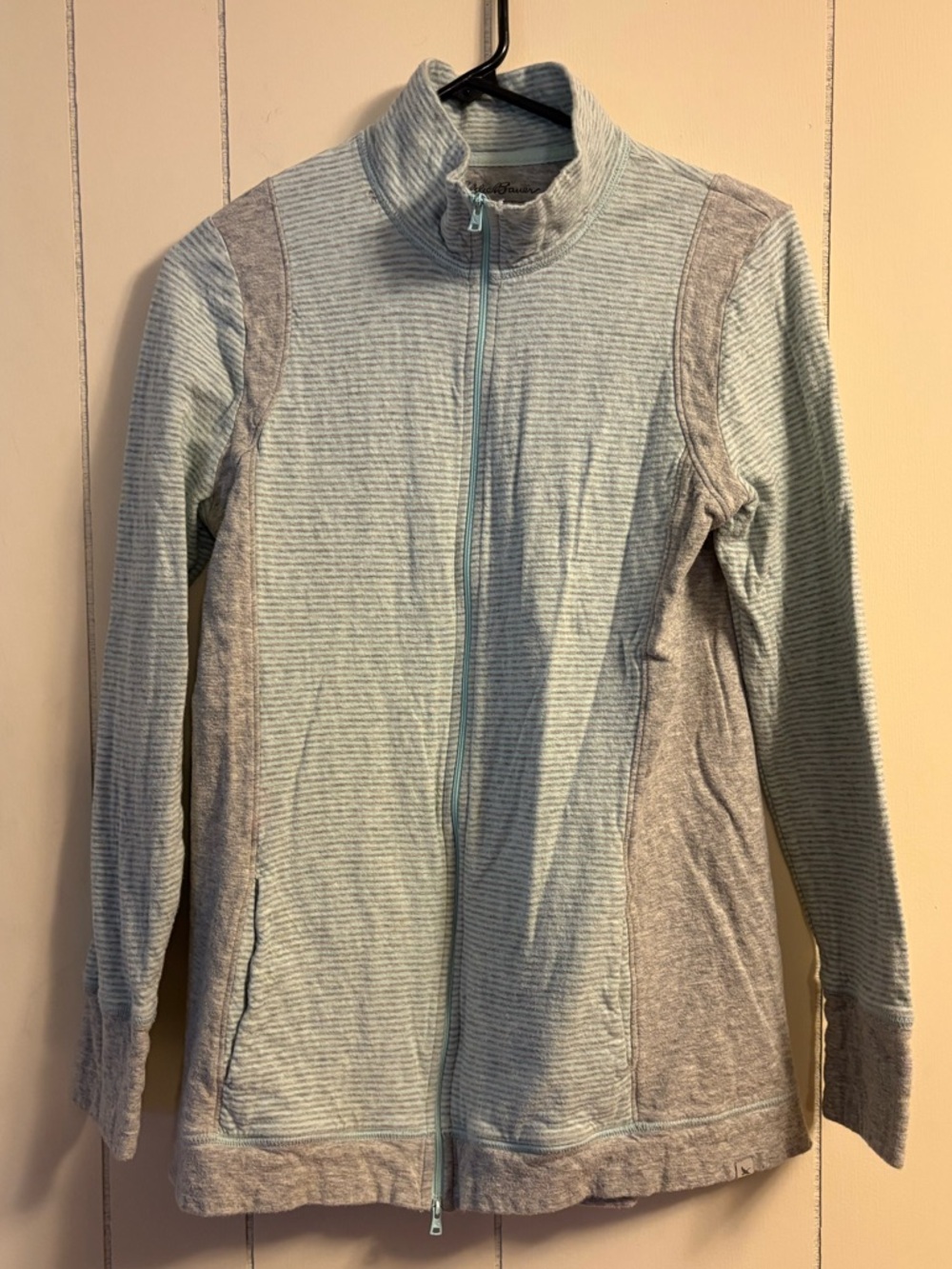 Eddie Bauer Light Blue and Gray Full-Zip Utility Jacket